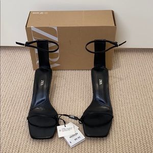NWT Zara Black Leather Heels
